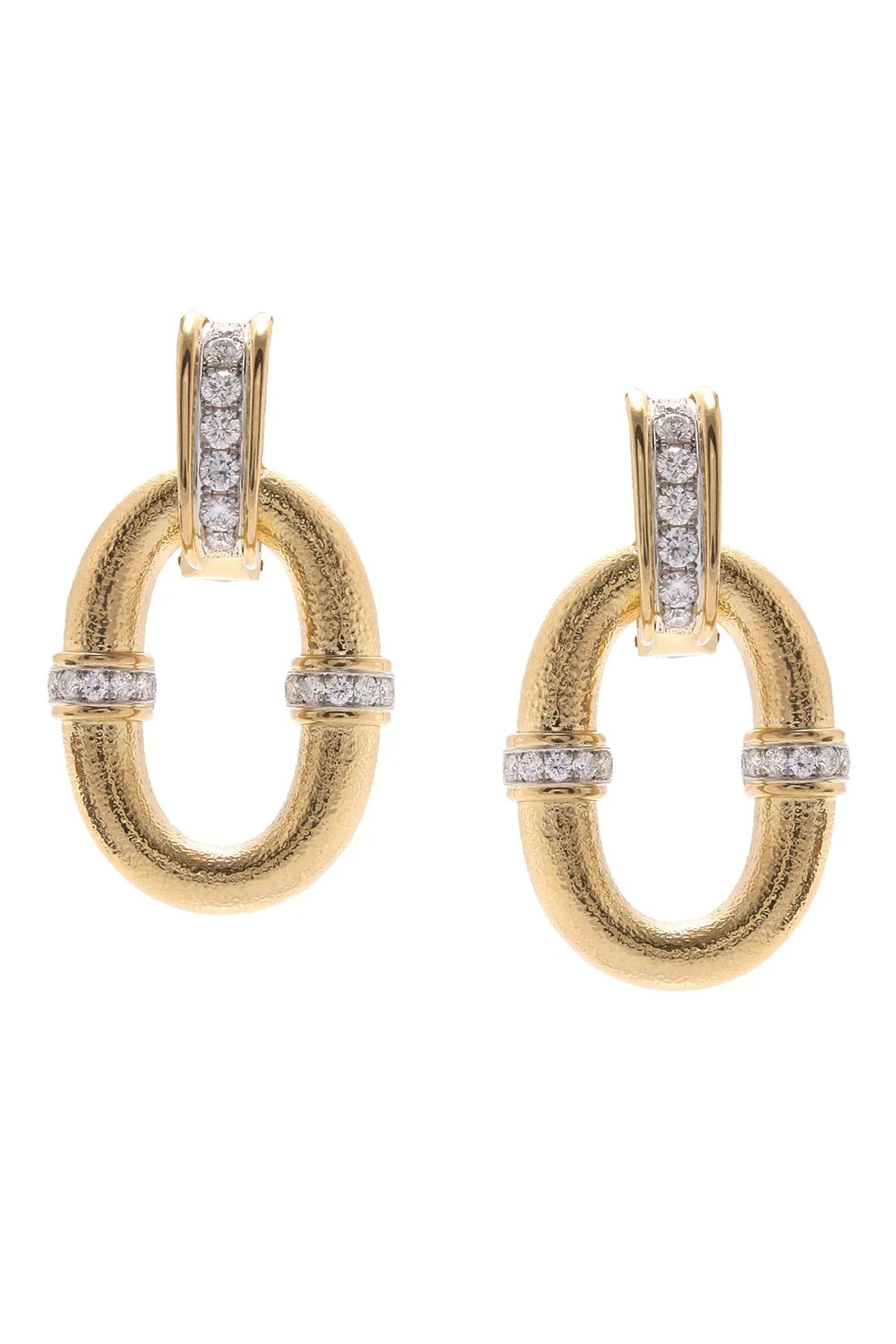 Hammered Oval Link Earrings