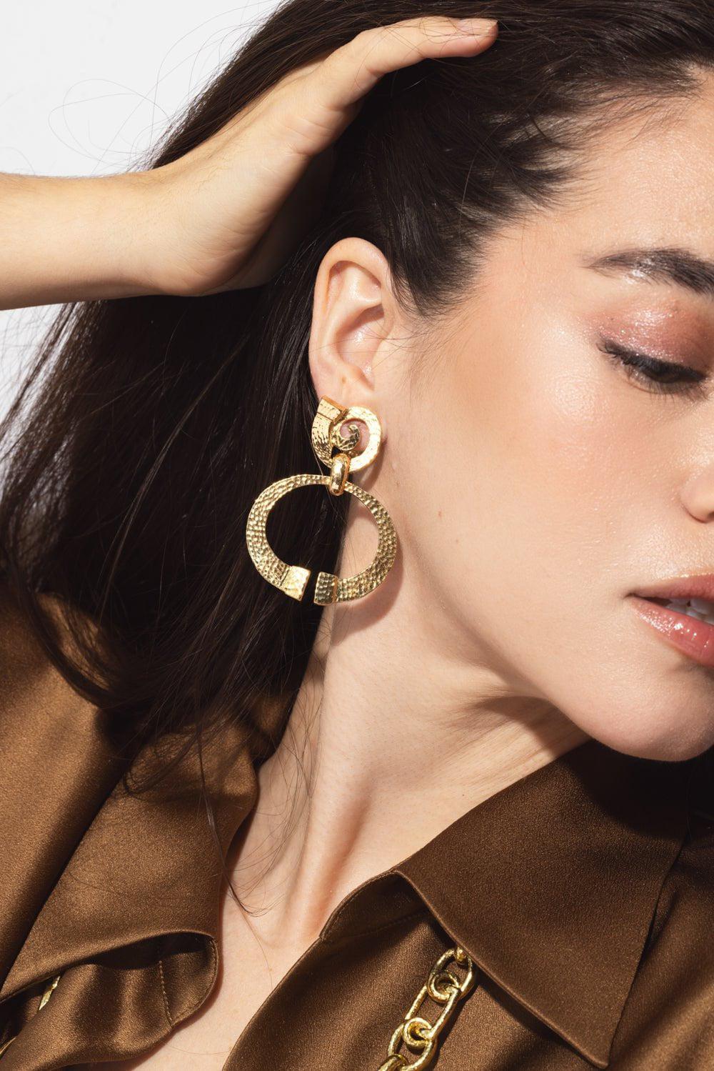 Hammered Square Nail Doorknocker Earrings - Image 3