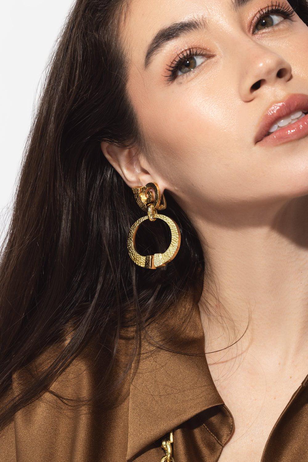 Hammered Square Nail Doorknocker Earrings - Image 4