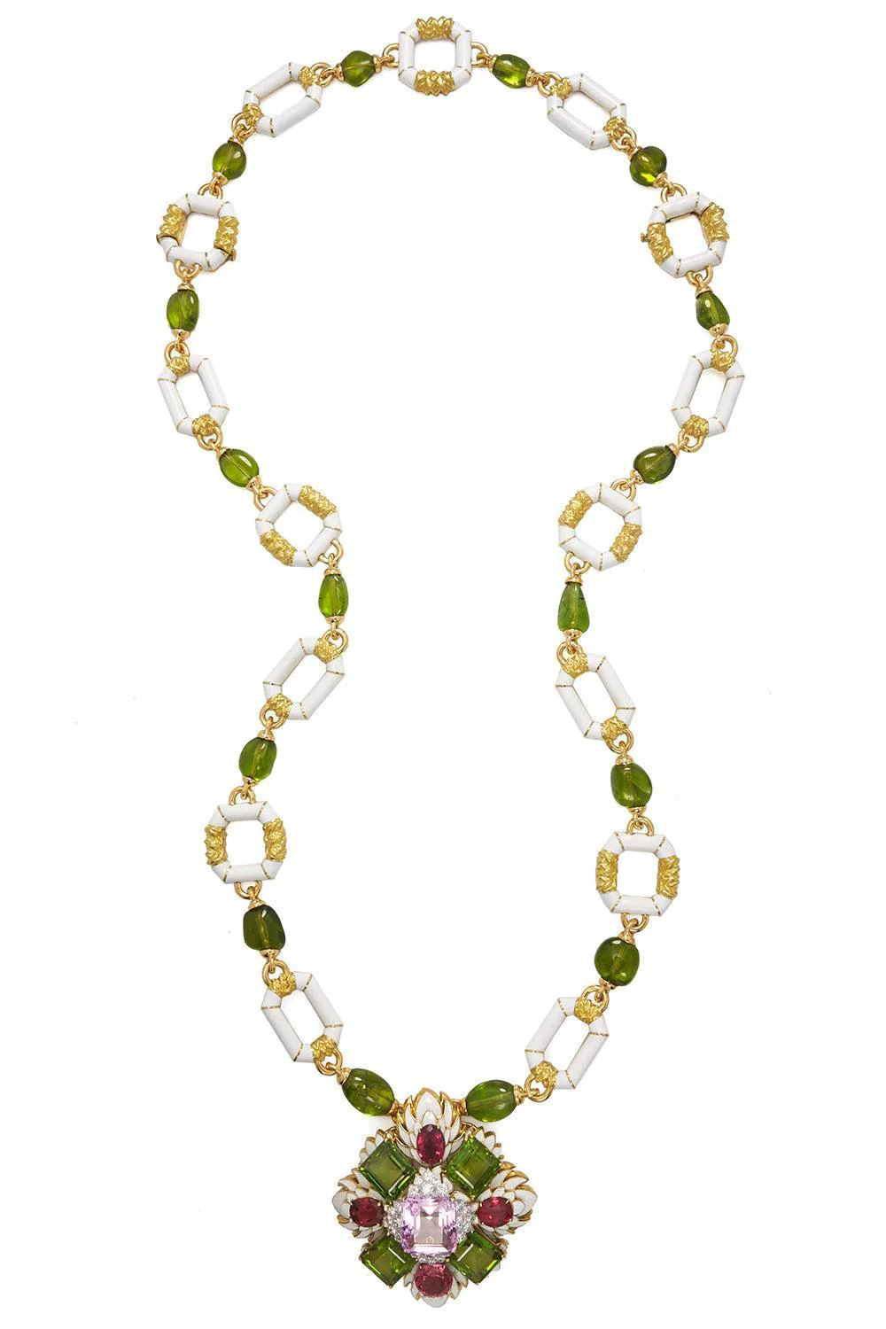 Kunzite Rubellite Heraldic Couture Necklace