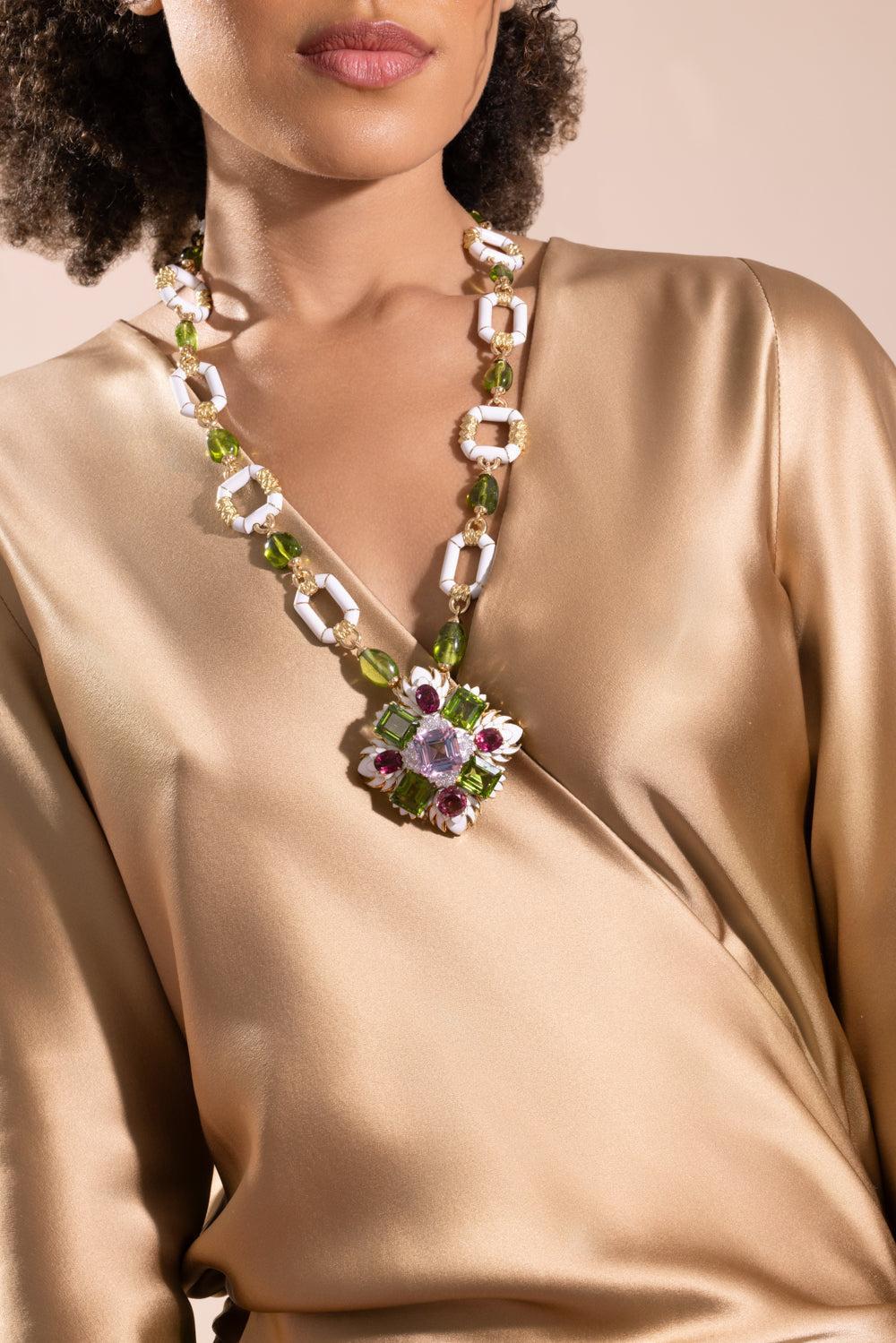 Kunzite Rubellite Heraldic Couture Necklace - Image 3
