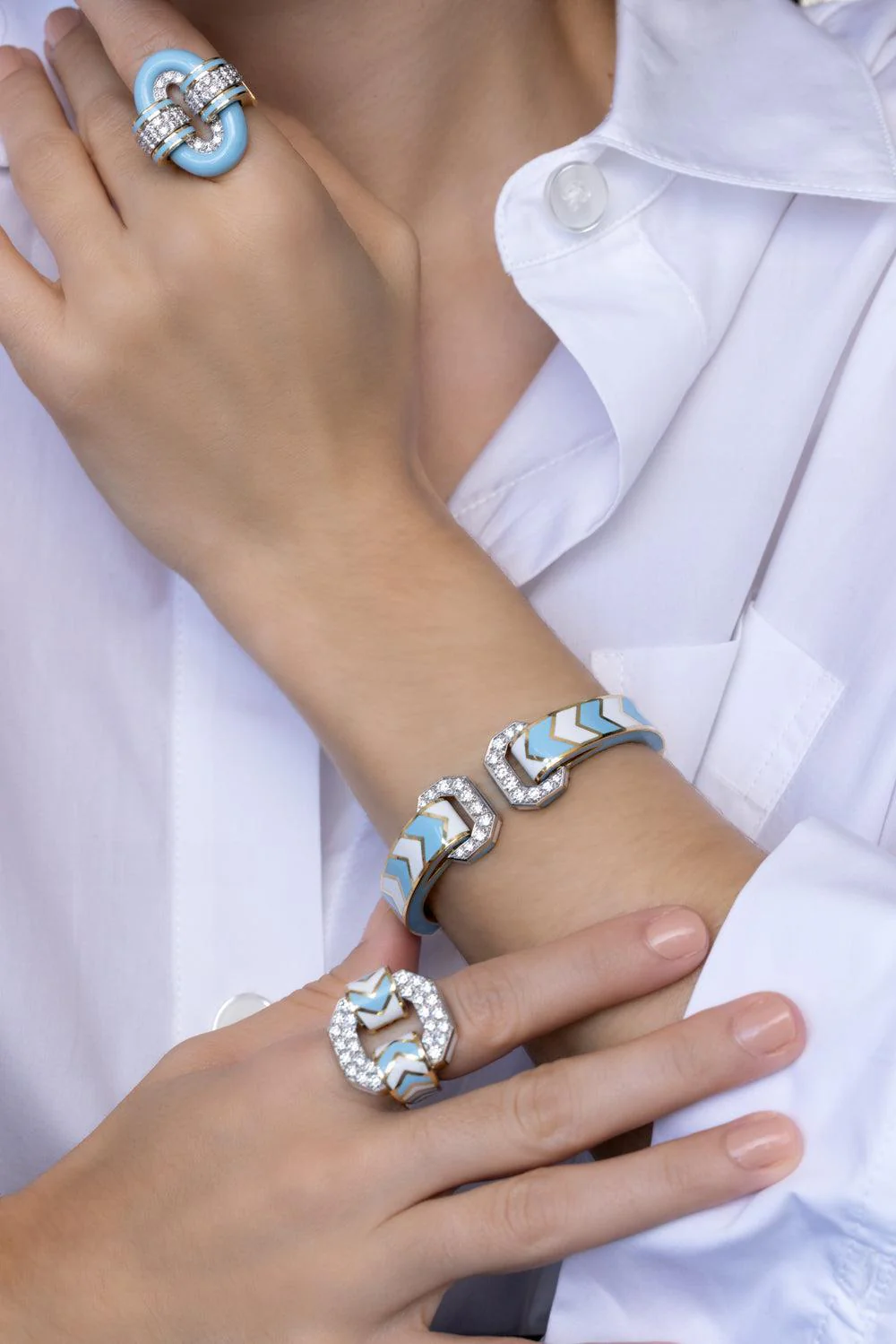 Light Blue Chevron Ring - Image 4