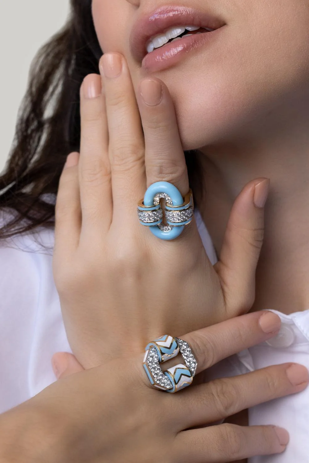 Light Blue Chevron Ring - Image 5