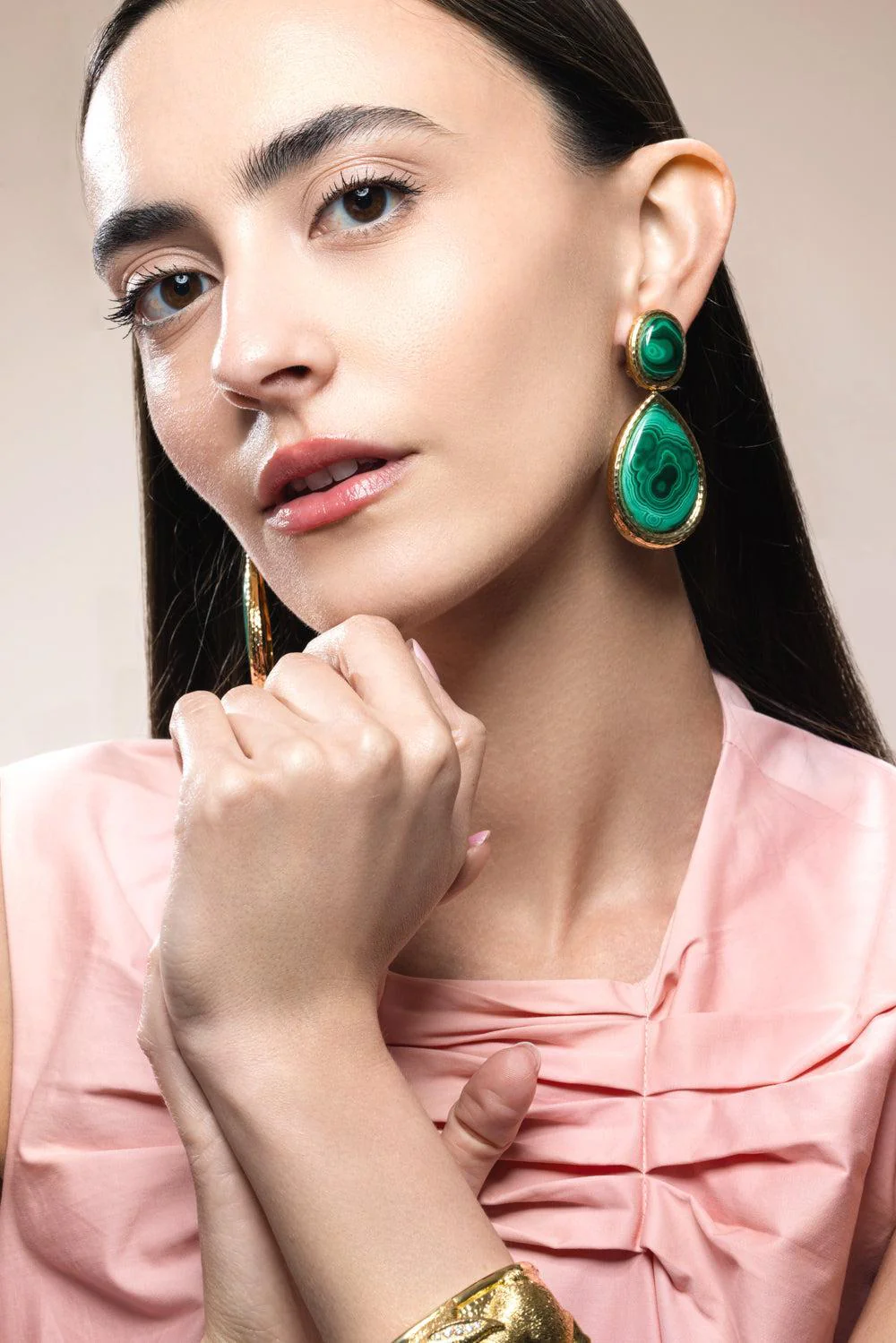 Malachite Mega Drop Earrings - Image 2
