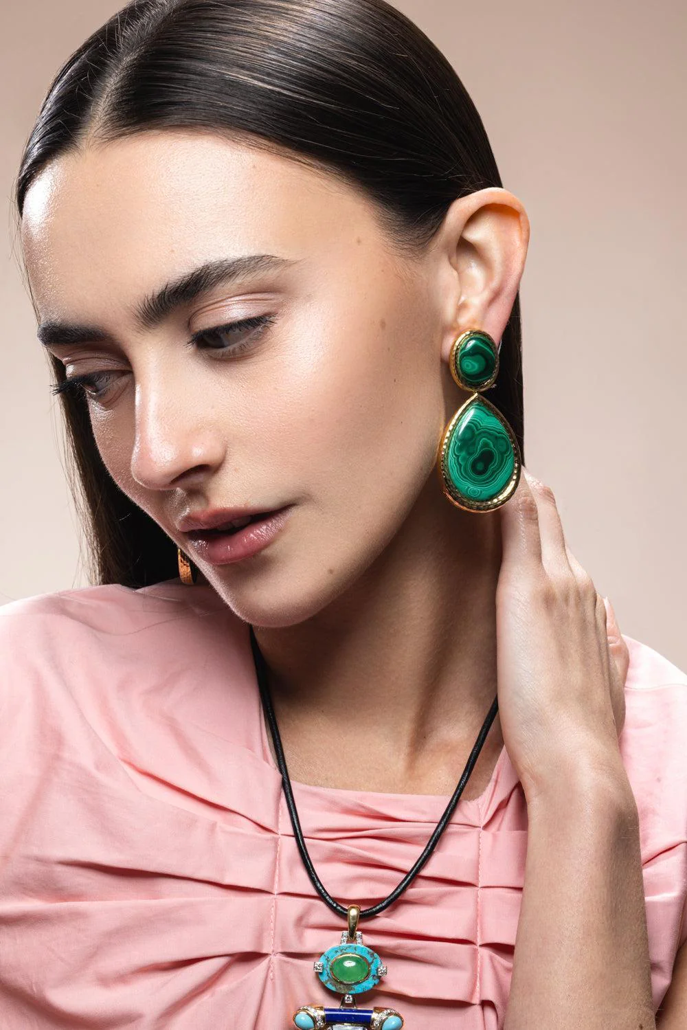 Malachite Mega Drop Earrings - Image 3