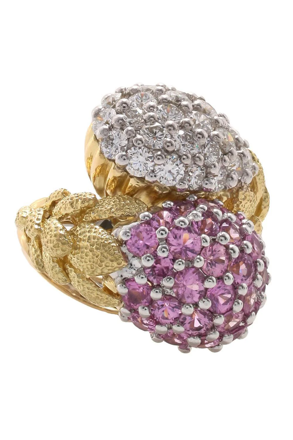 Pink Sapphire Diamond Crossover Ring