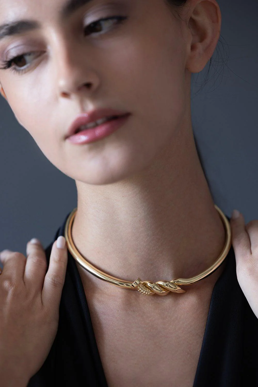 Polished Twist Nail Collar Necklace - Image 2