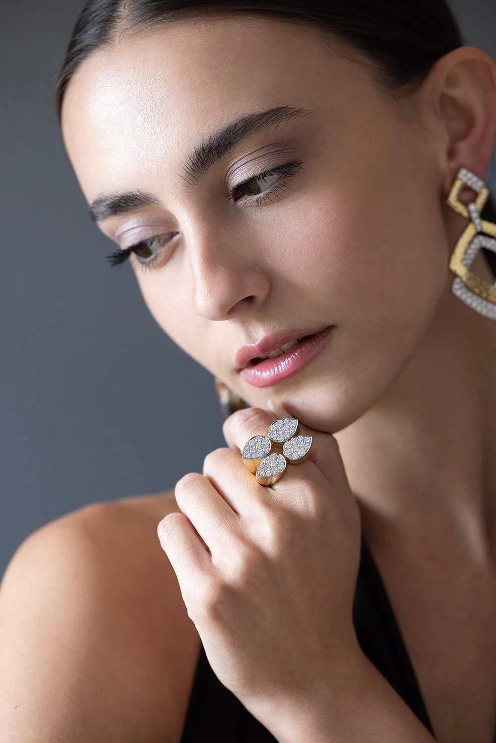 Quadrant Diamond Pear Ring - Image 3