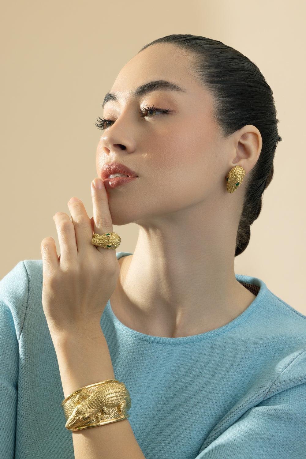 Repousse Alligator Earrings - Image 3