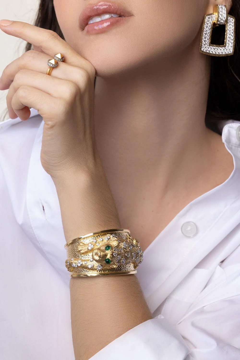 Repousse Leopard Cuff Bracelet - Image 3