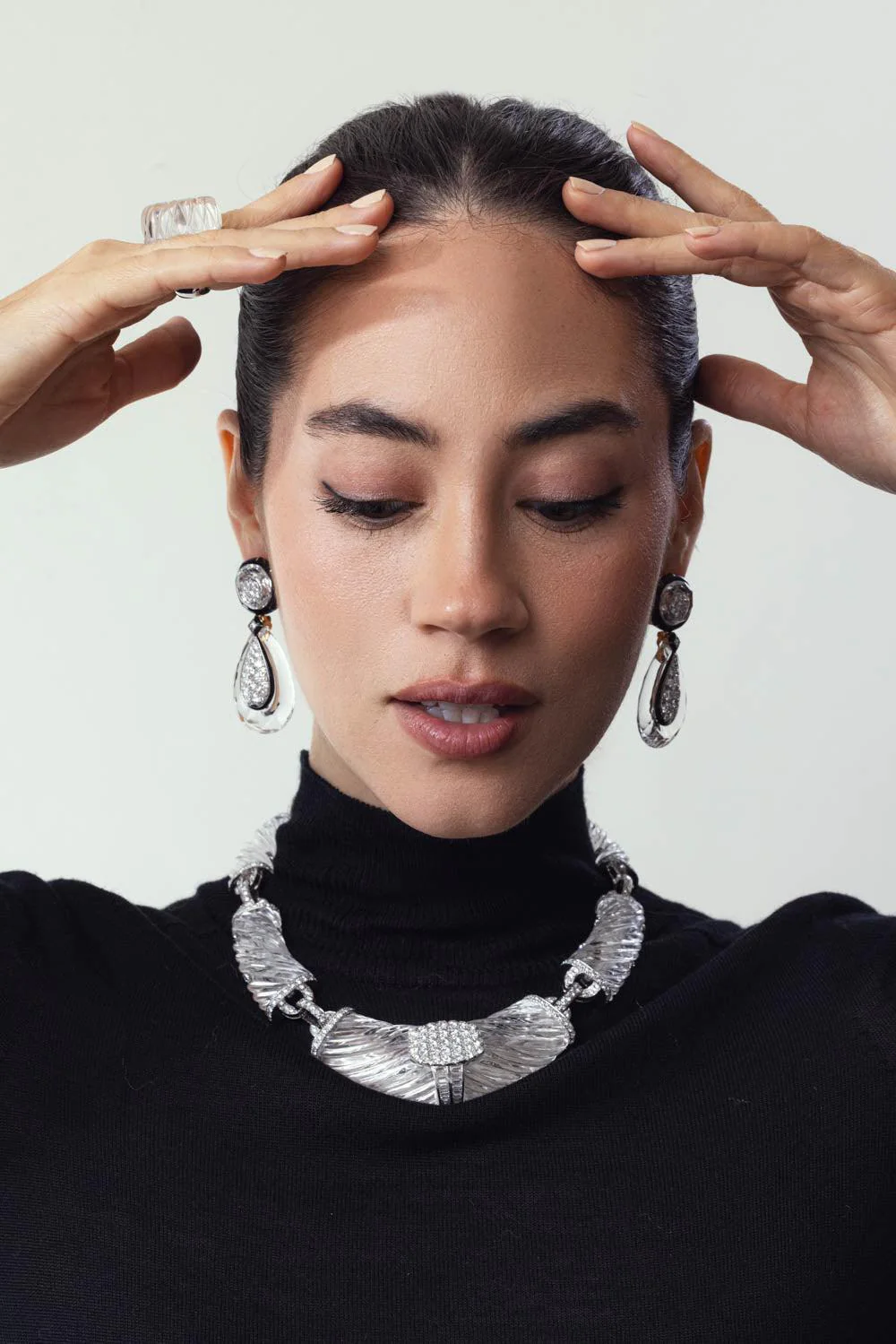 Rock Crystal Black Martini Earrings - Image 2