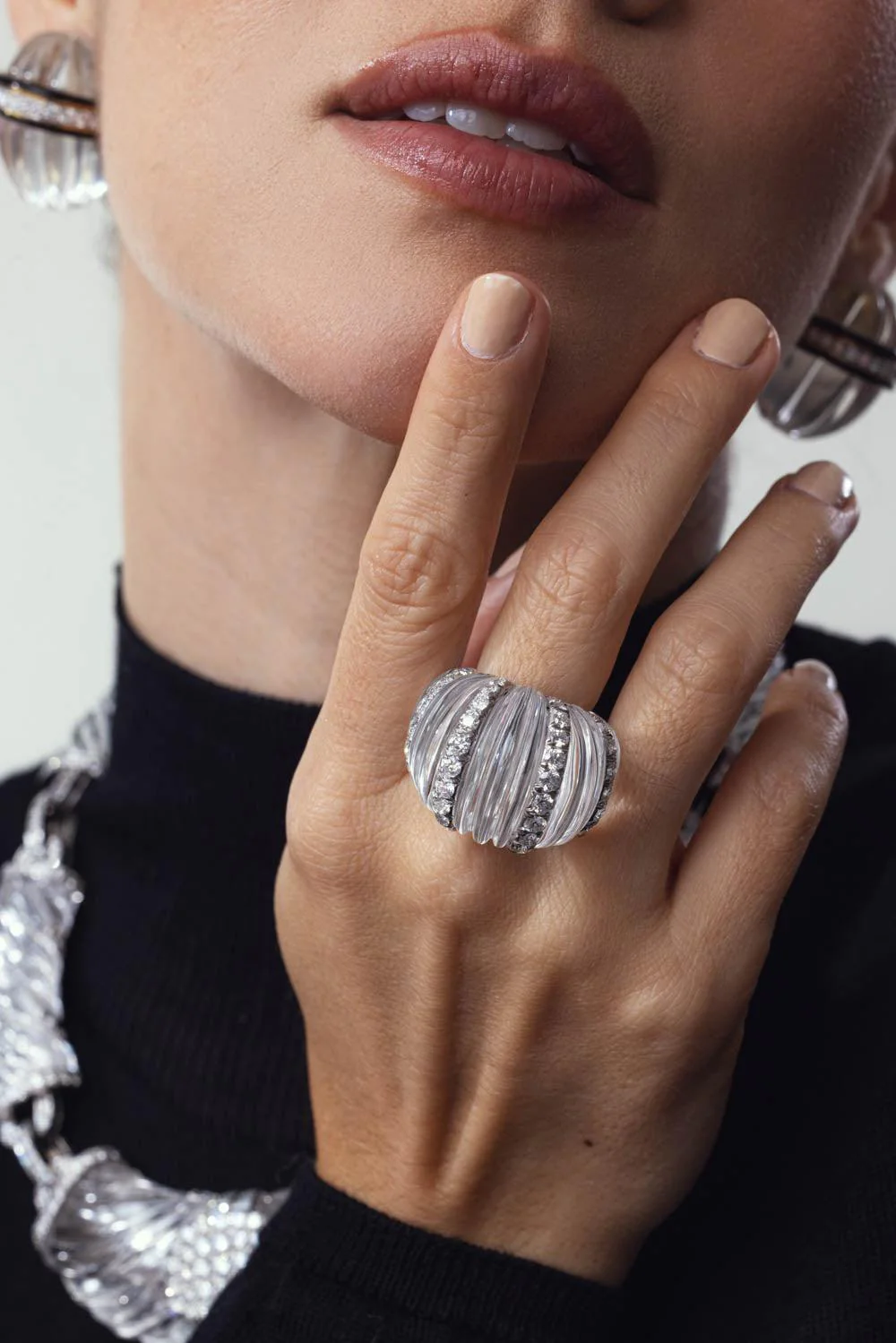 Rock Crystal Diamond Hutton Ring - Image 3