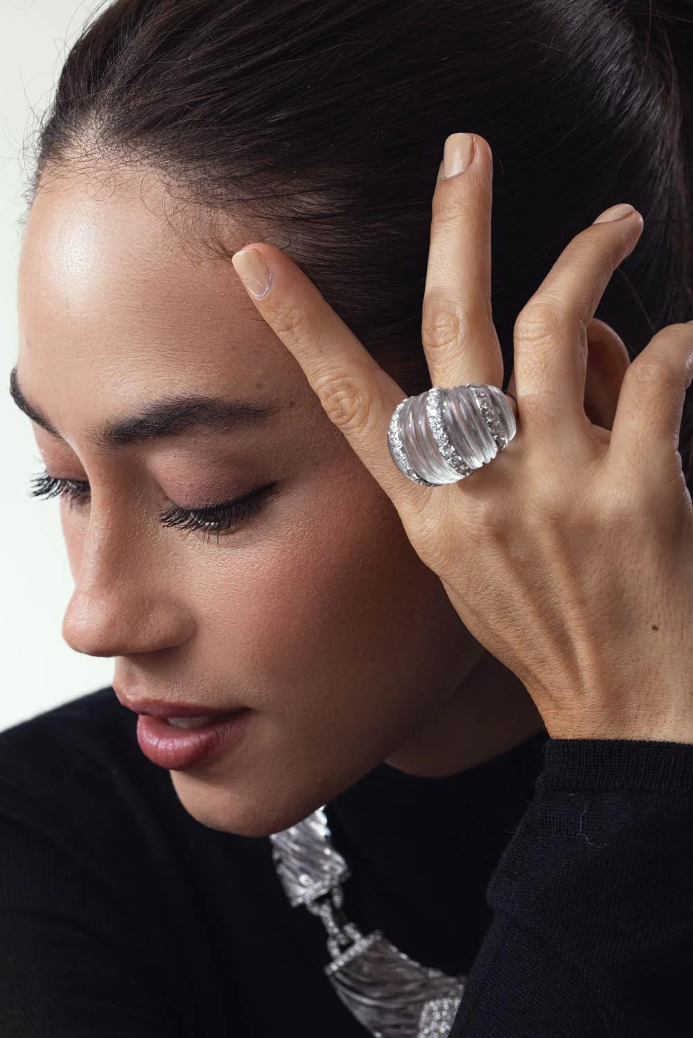 Rock Crystal Diamond Hutton Ring - Image 4