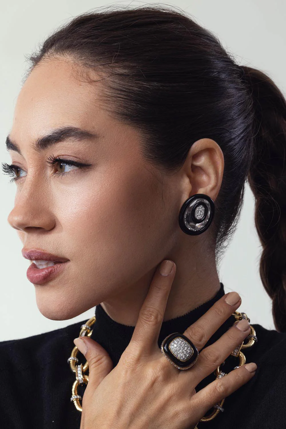 Rock Crystal Searchlight Earrings - Image 2