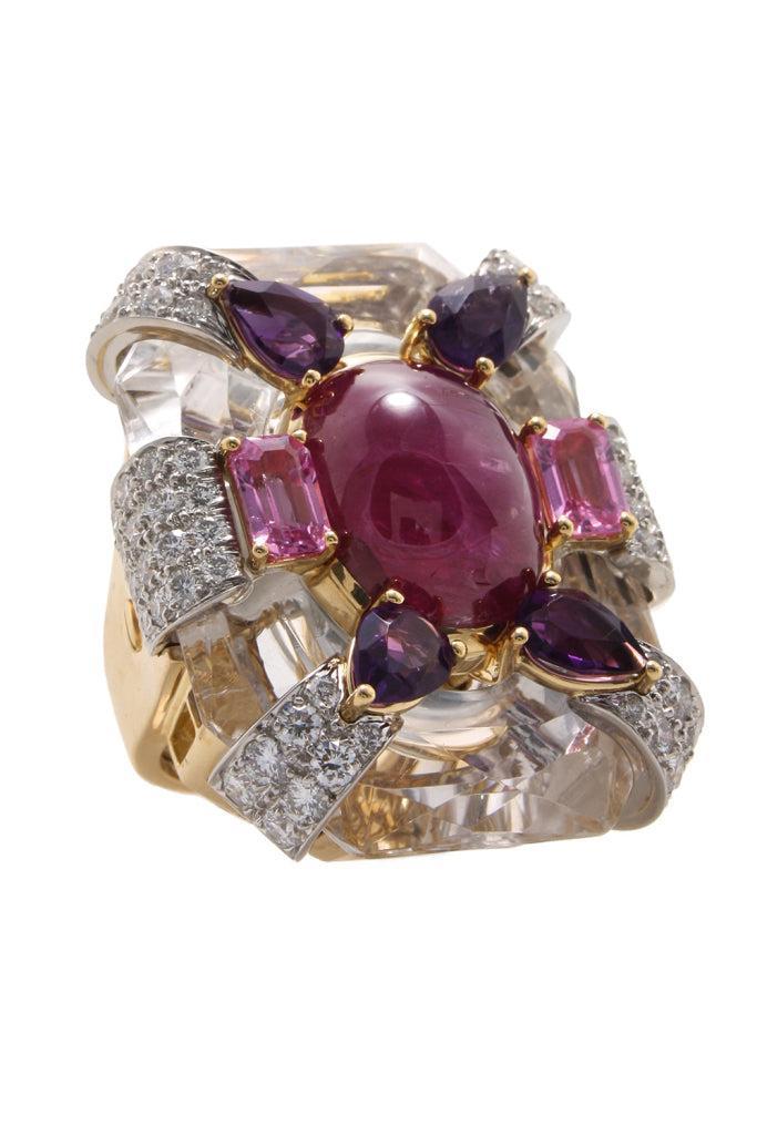 Ruby Amethyst Cascade Couture Ring
