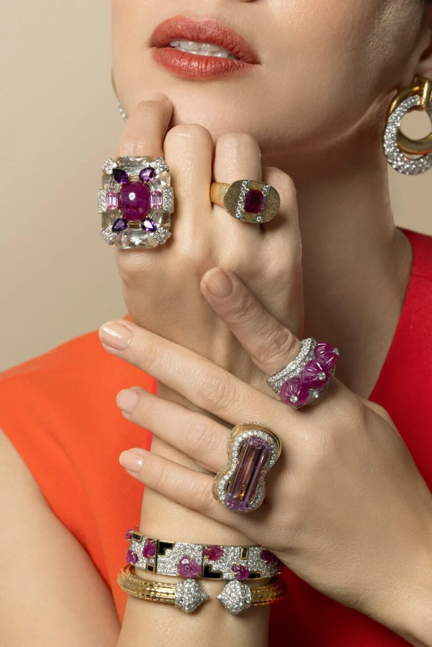 Ruby Amethyst Cascade Couture Ring - Image 2