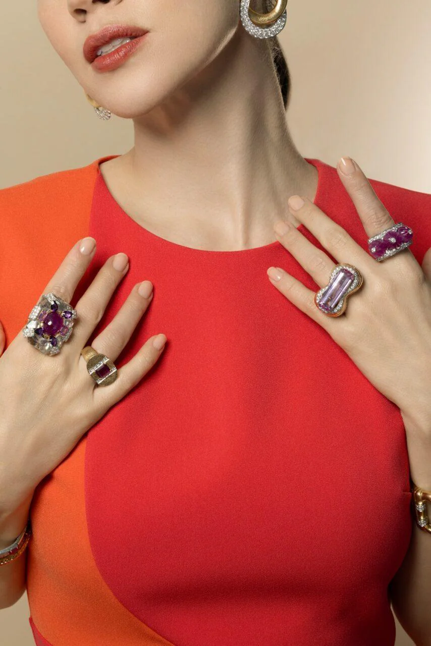Ruby Amethyst Cascade Couture Ring - Image 3