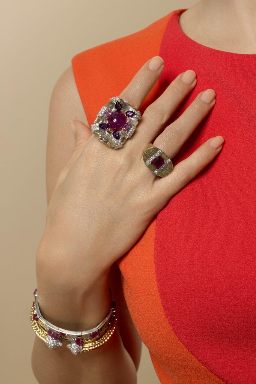 Ruby Amethyst Cascade Couture Ring - Image 4