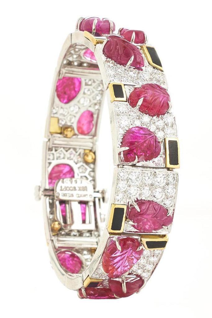 Ruby Diamond Black Couture Leaf Bracelet