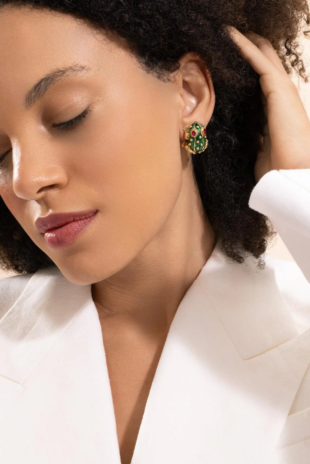 Ruby Green Frog Earrings - Image 3