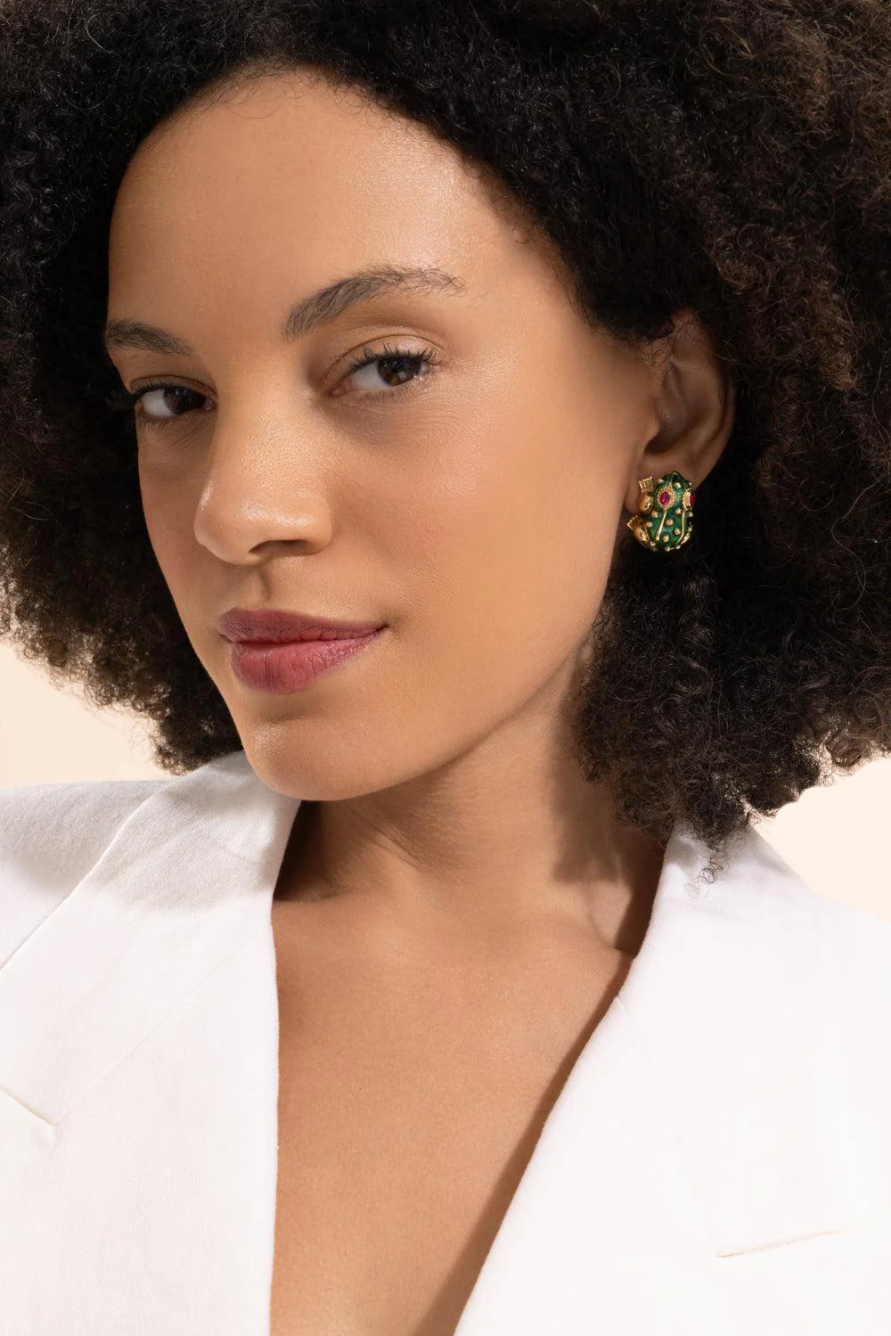 Ruby Green Frog Earrings - Image 4