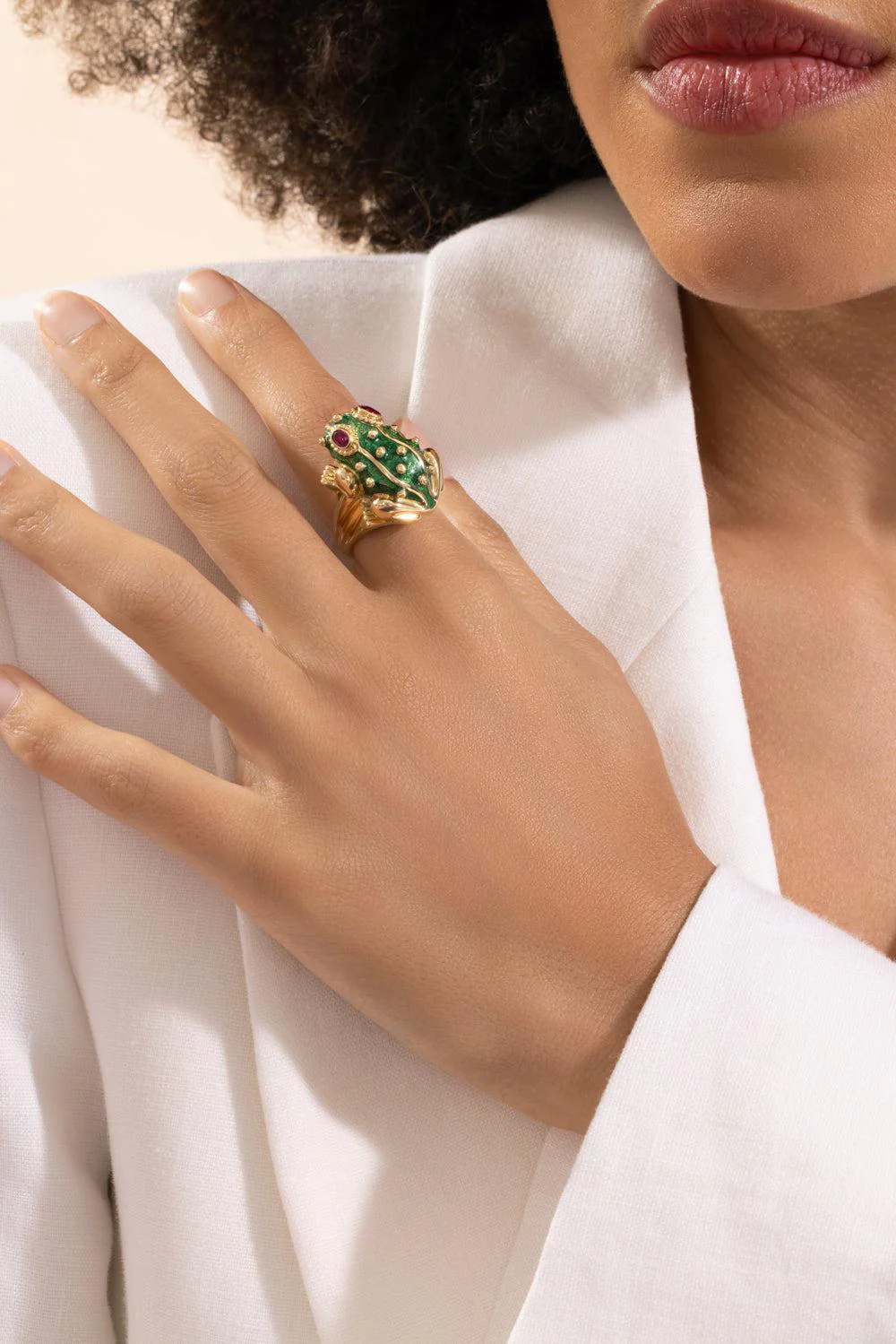 Ruby Green Large Frog Ring - Image 3