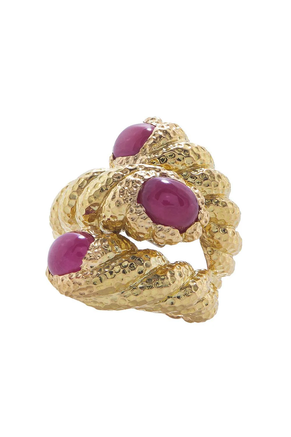Ruby Hammered Tripple Rope Ring