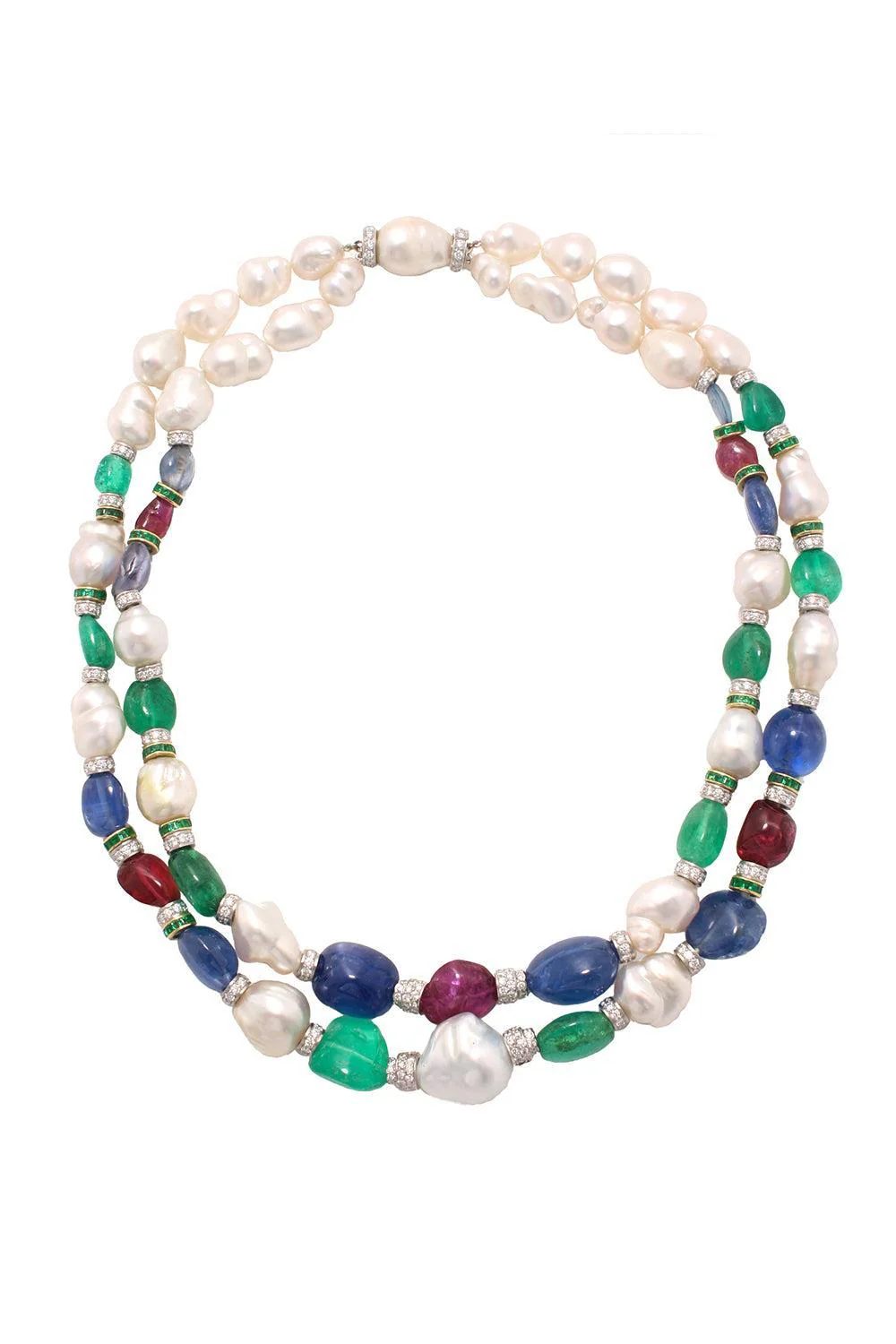 Ruby Pearl Spinel Beaded Couture Necklace