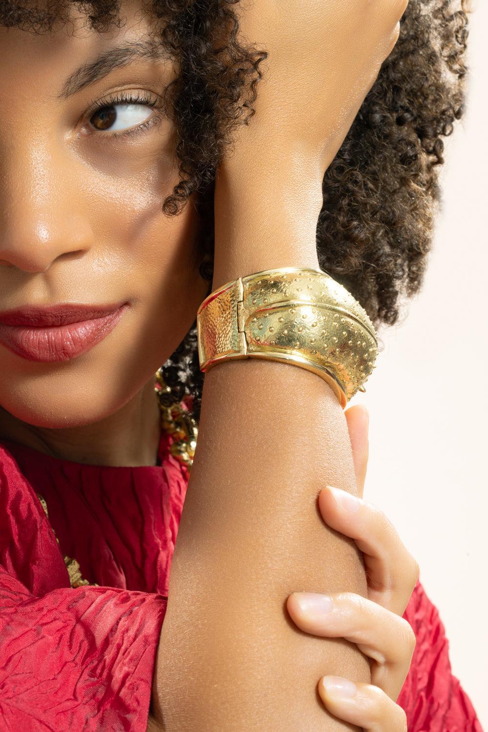Ruby Repousse Hippo Cuff Bracelet - Image 3