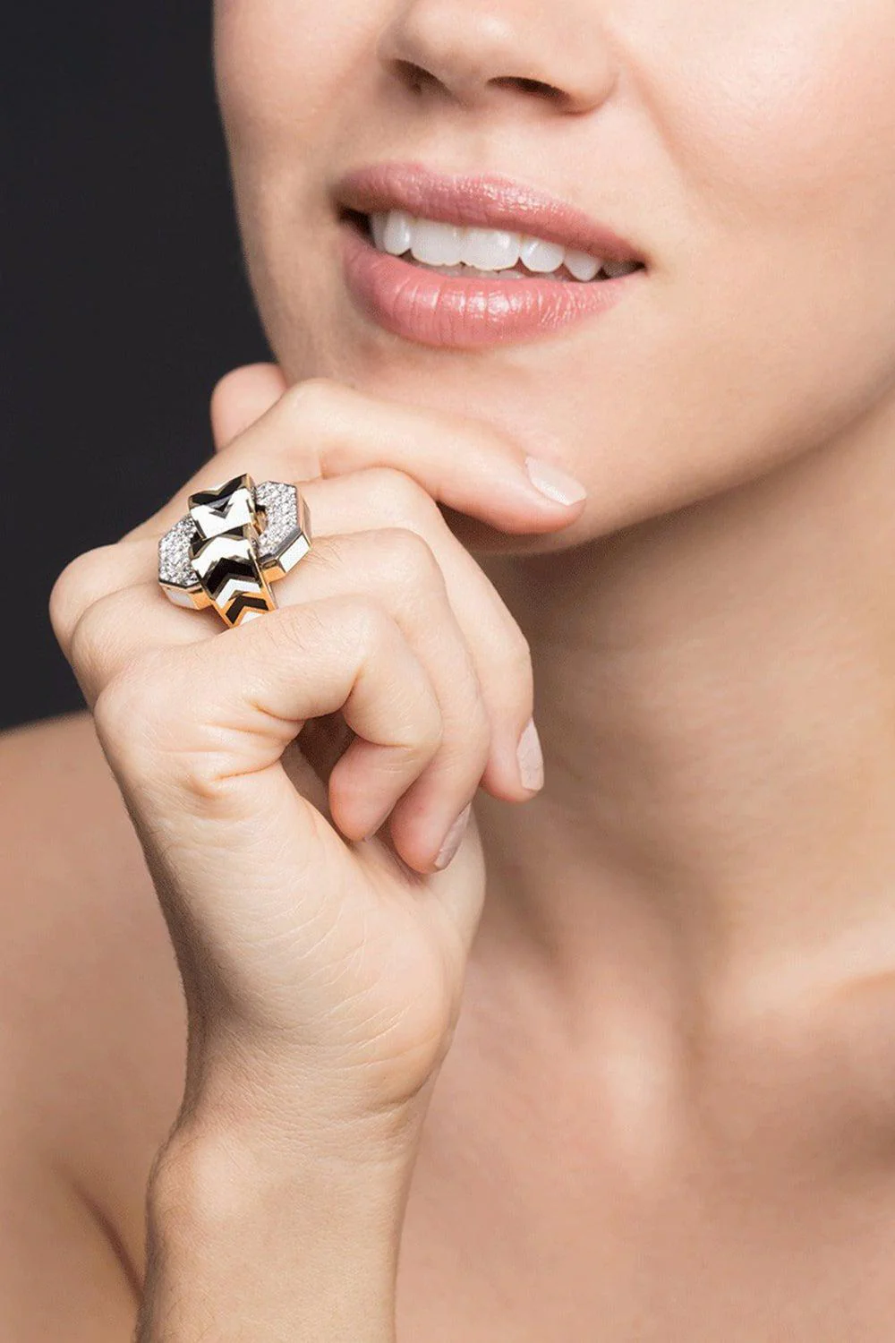 Small Chevron Diamond Ring - Image 2