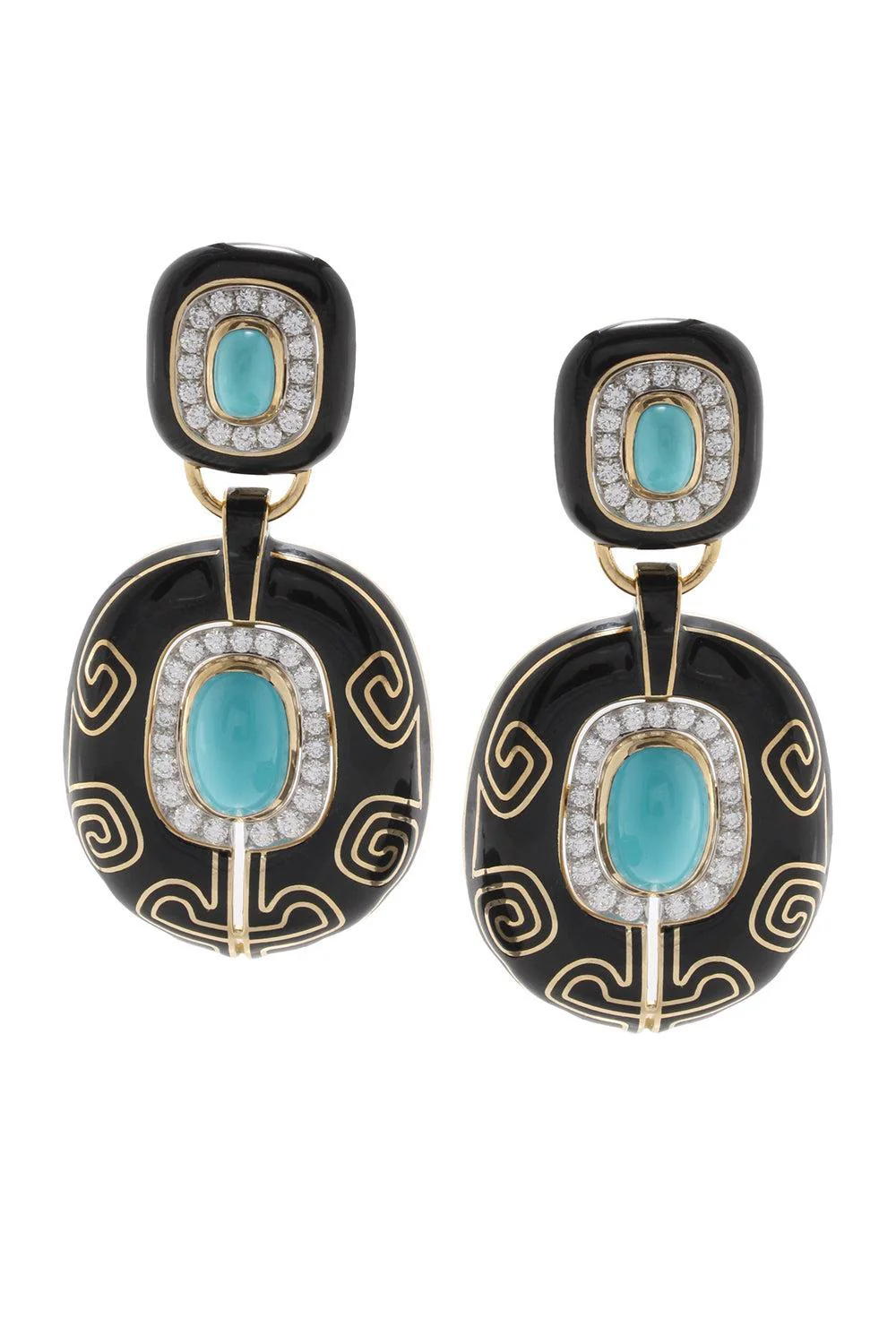 Turquoise Diamond Black Lantern Earrings