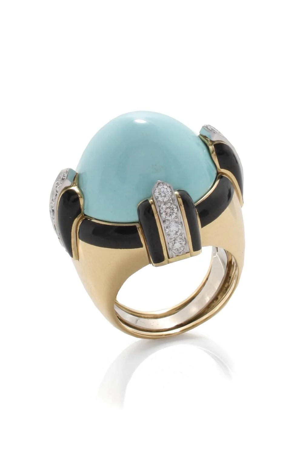 Turquoise Diamond Black Pantheon Ring