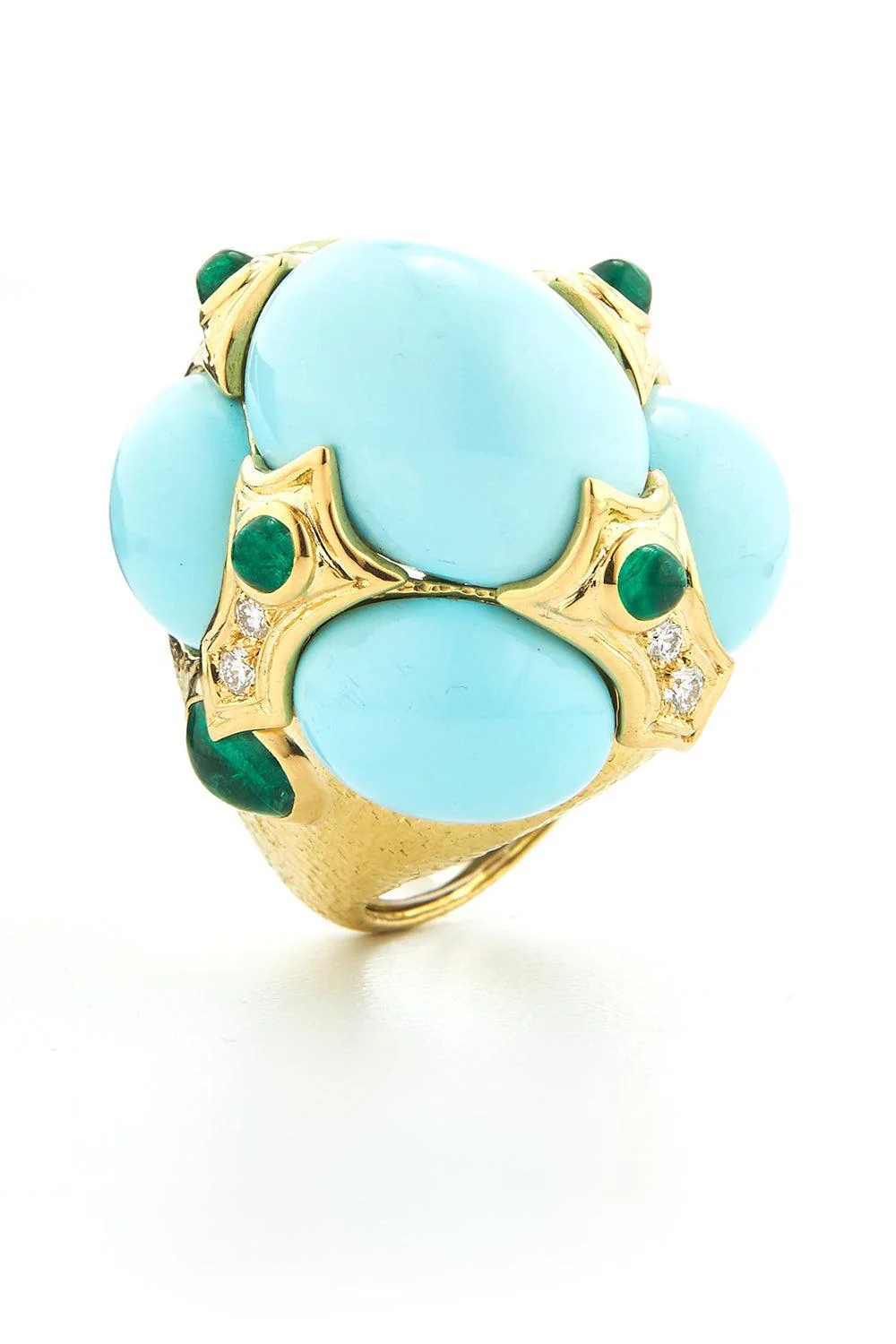 Turquoise Emerald Crown Ring