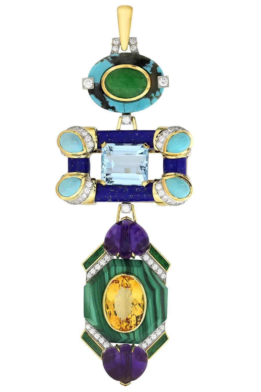 Turquoise Jade Lapis Green Couture Totem Necklace