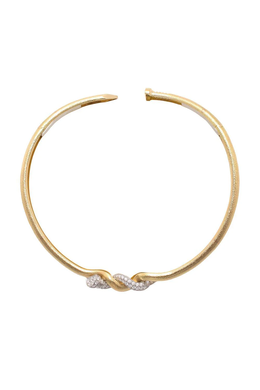 Two Tone Hammered Twisted Nail Necklace
