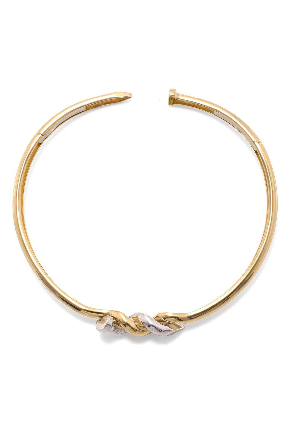 Two Tone Twisted Nail Collar Necklace