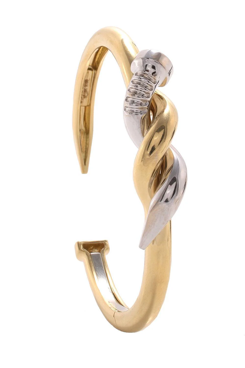 Two Tone Twisted Nail Cuff Bracelet