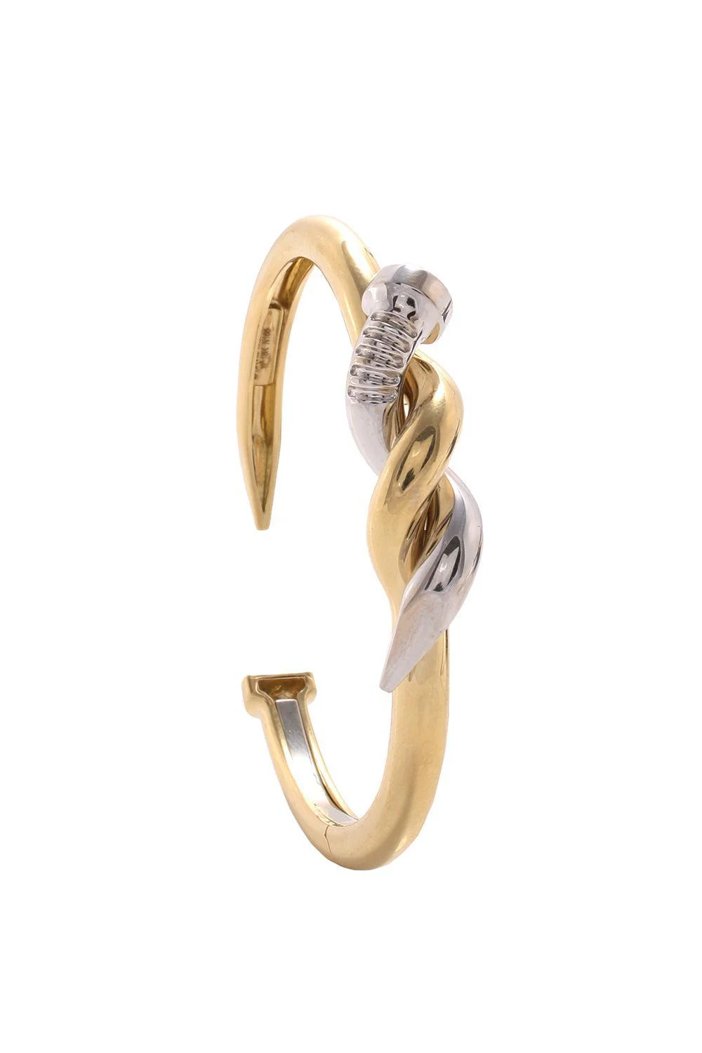 Two Tone Twisted Nail Cuff Bracelet