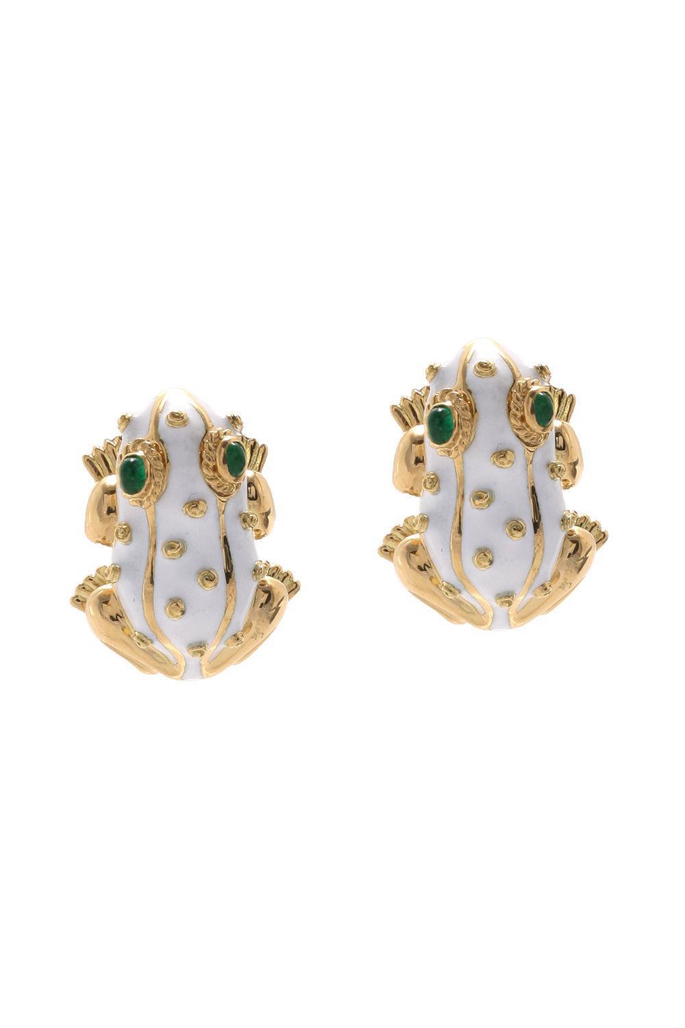 White Frog Earrings
