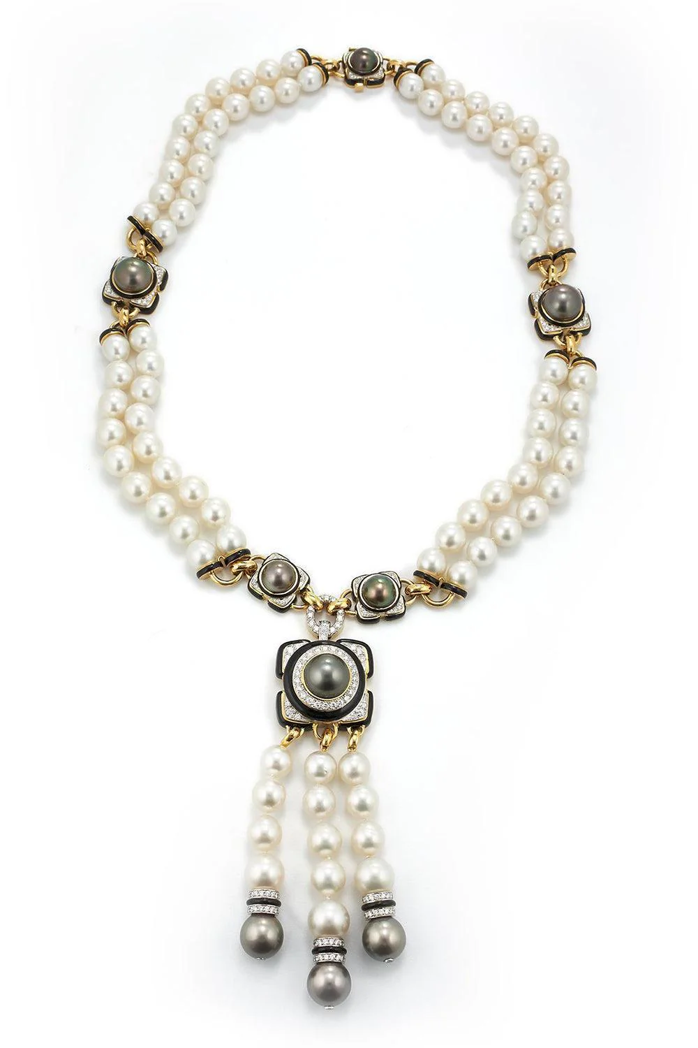 White Grey Pearl Couture Necklace