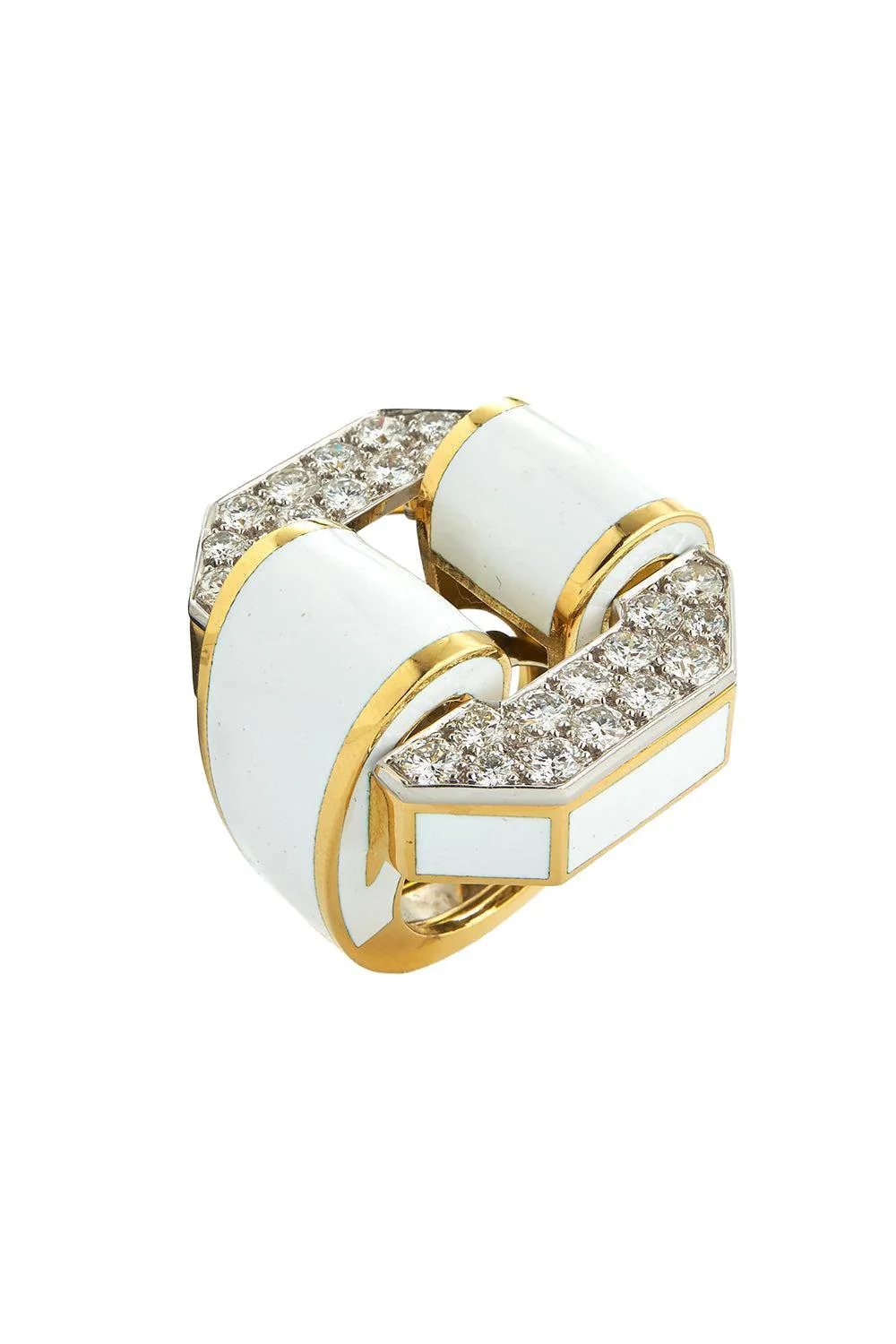White Octagonal Buckle Ring