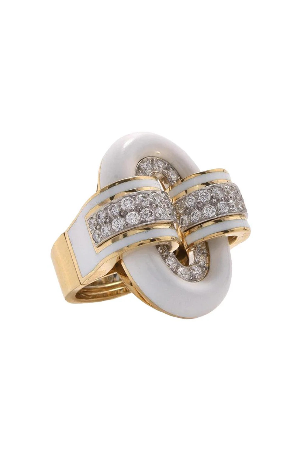 White Small Oval Buckle Ring