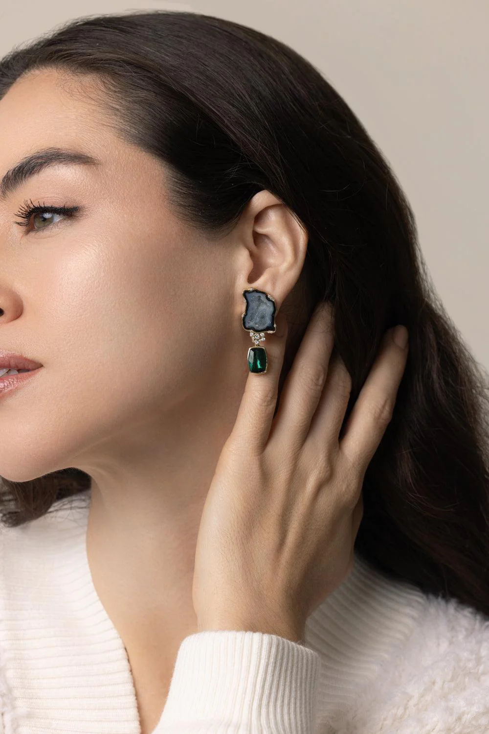 Agate Diamond Earrings - Image 4