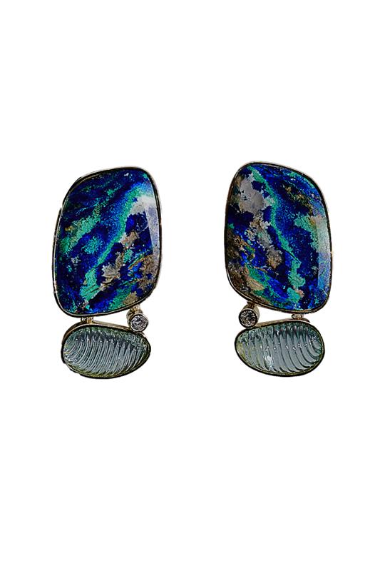 Azurite Malachite Tourmaline Earrings