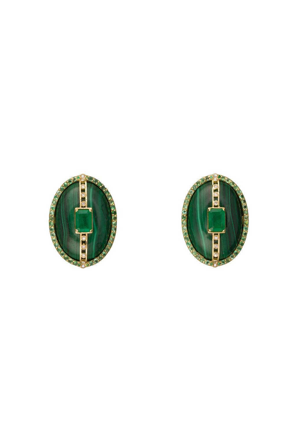 Malachite Diamond Earrings
