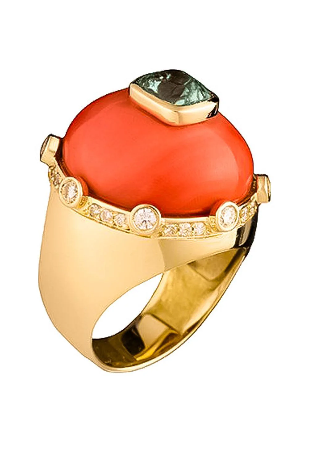 Mint Tourmaline Coral Ring