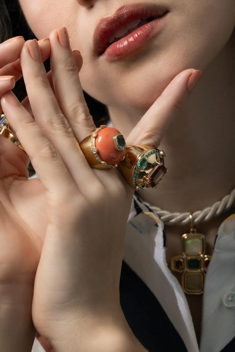 Mint Tourmaline Coral Ring - Image 3