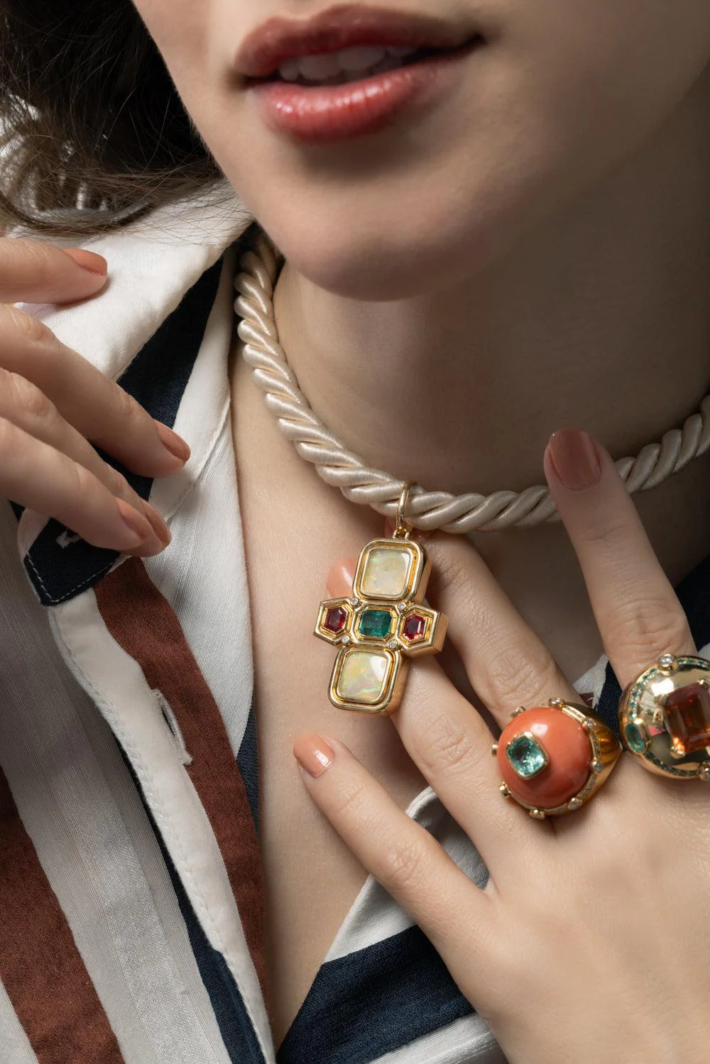 Mint Tourmaline Coral Ring - Image 5