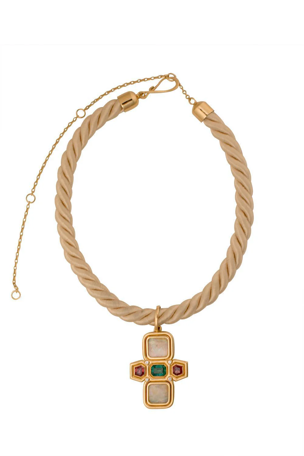 Yellow Opal Emerald Pendant Necklace