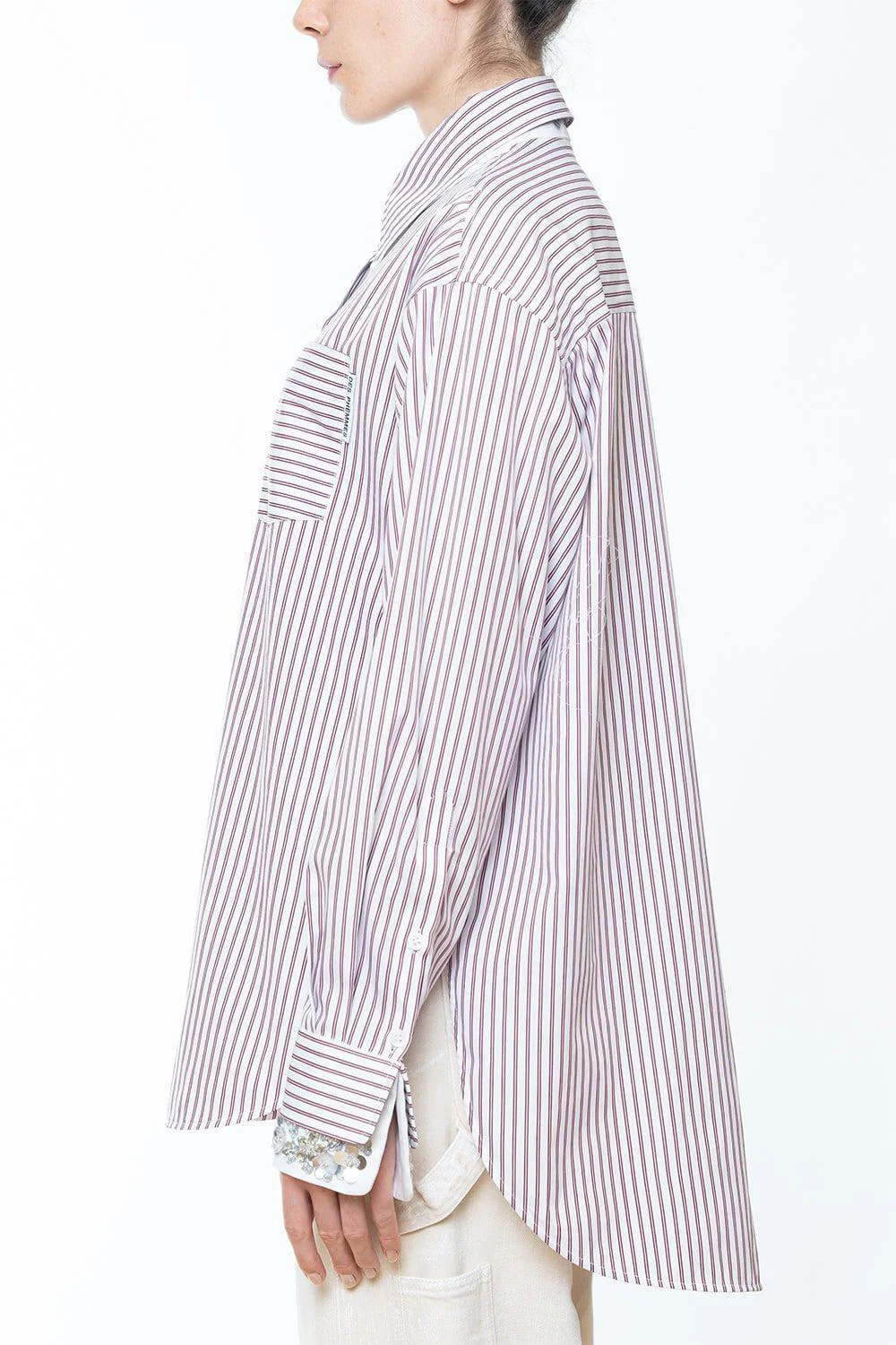Striped Oversized Button Up Blouse - Image 4